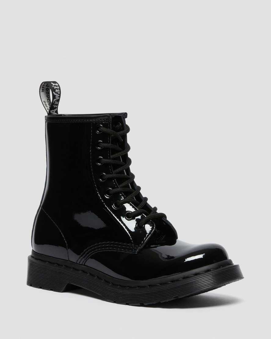 Dr Martens Lace Up Boots Women's 1460 Mono Patent Leather Black | Malaysia 10928-NUXW